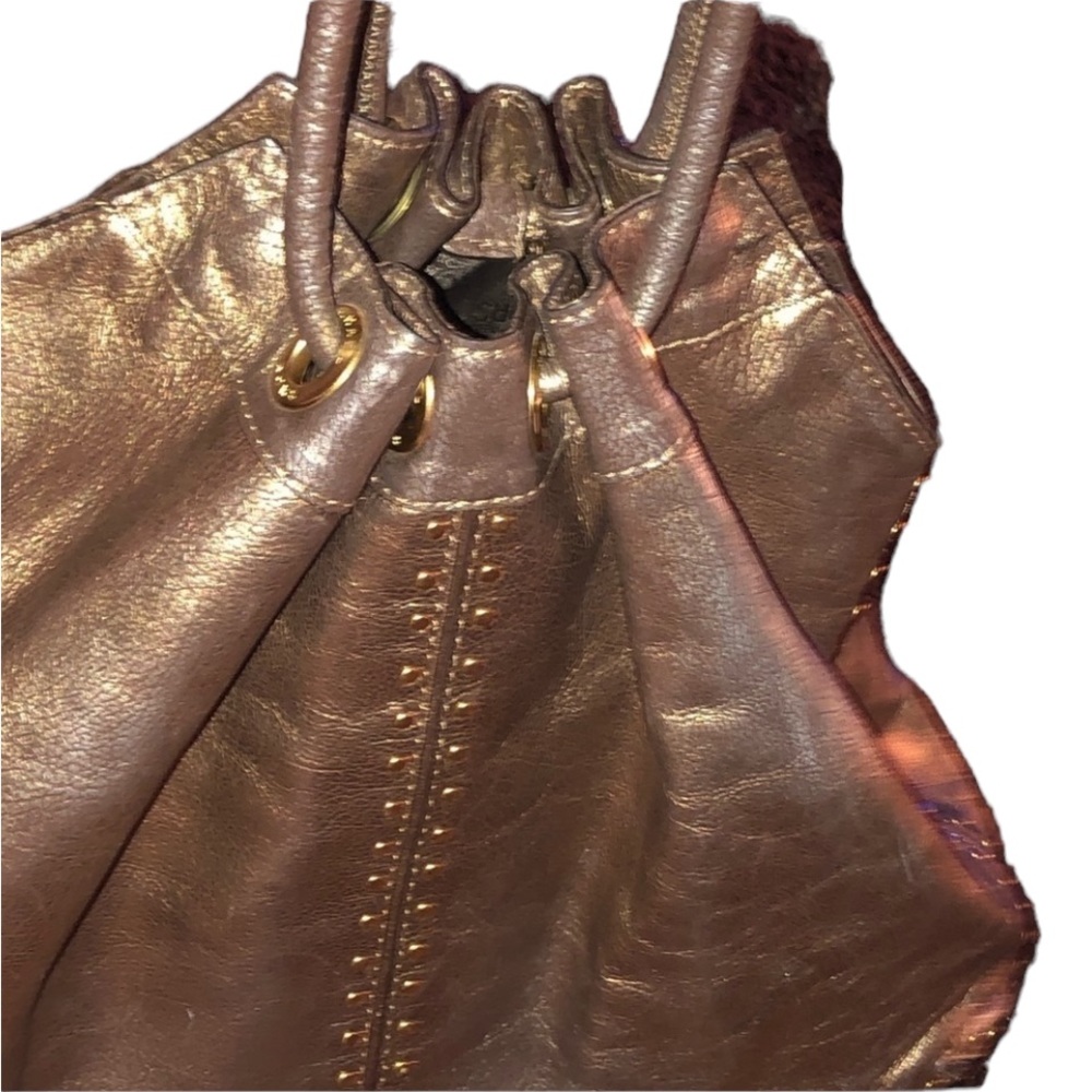 Micheal Kors metallic Gold /Bronze large studded Bag large rolled handles